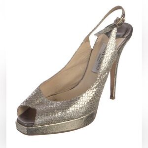 Jimmy Choo Metallic Nova Sling-backs